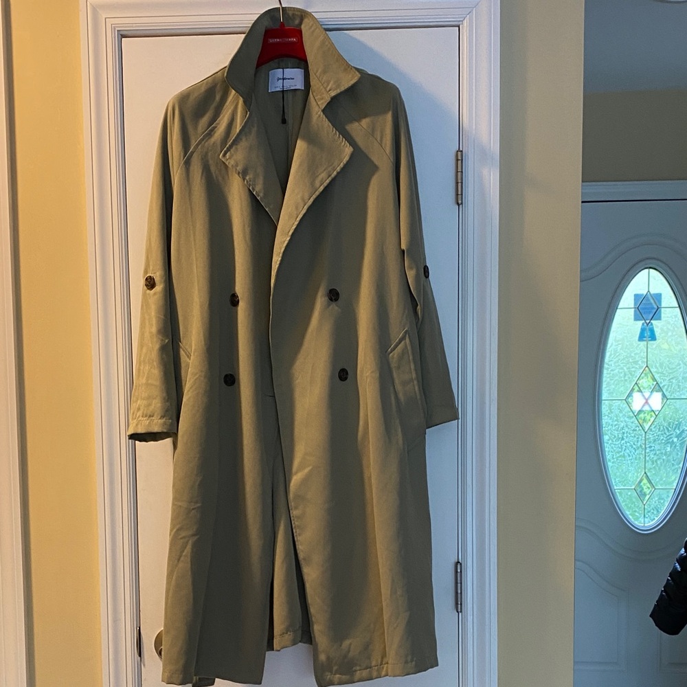 Stradivarius Double Breasted Adjustable Sleeves Trench Coat NWOT